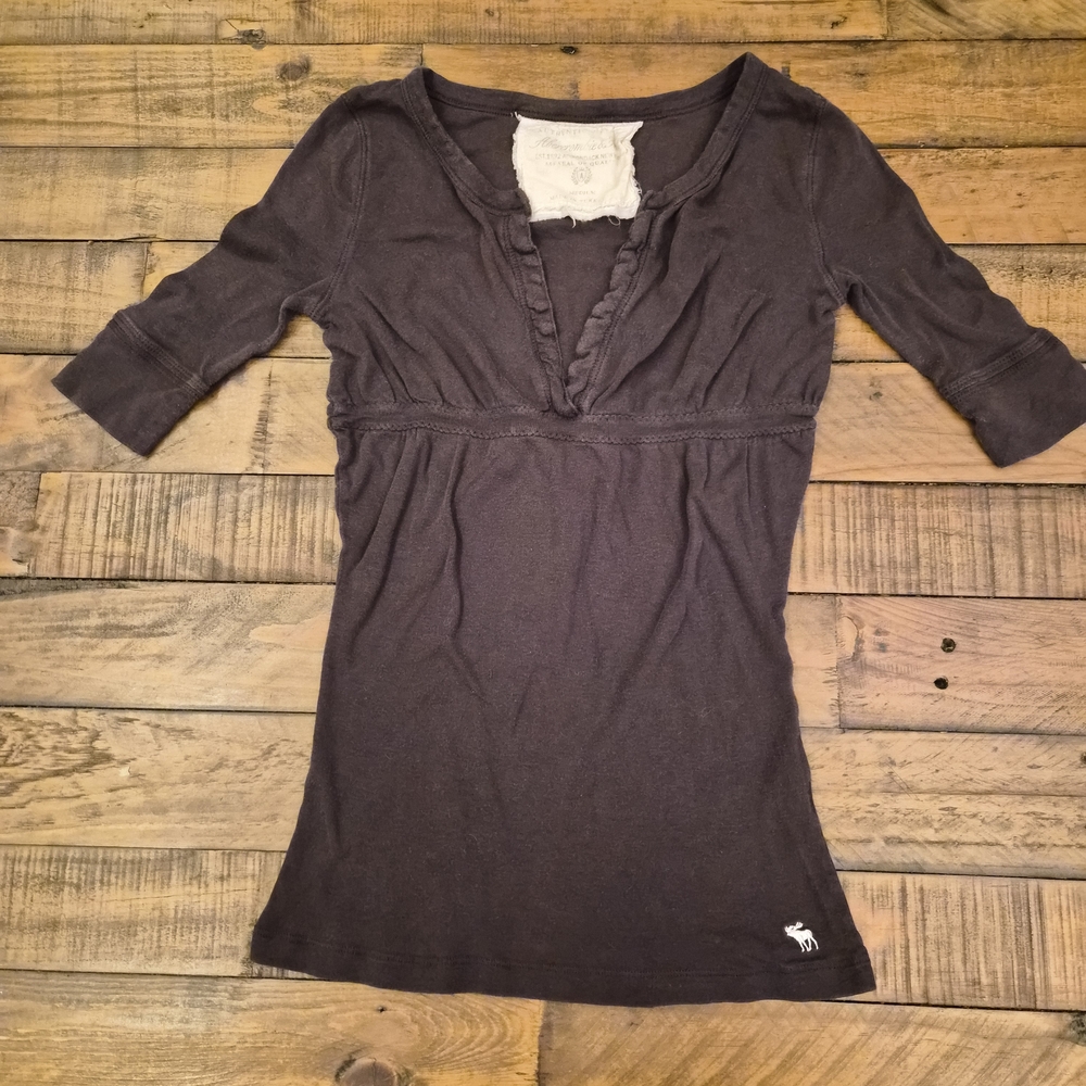 Vintage Y2K Abercrombie & Fitch Brown Ruffle Babydoll Top - Picture 7 of 7